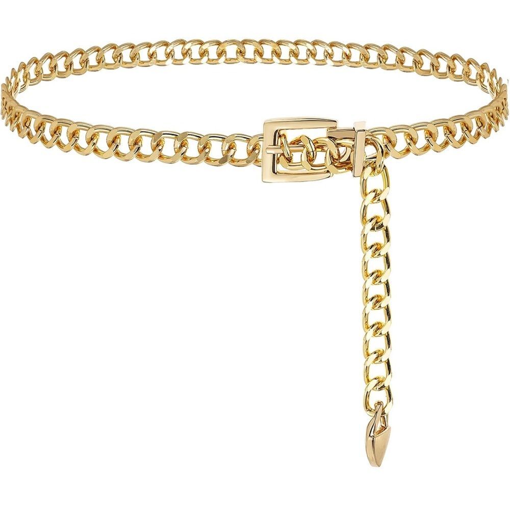 Lightweight Gold Toned Cuban Style Chain Belt